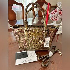 Brahmin Small Ashlee Pesto Melbourne Genuine Leather Satchel Bag NWT